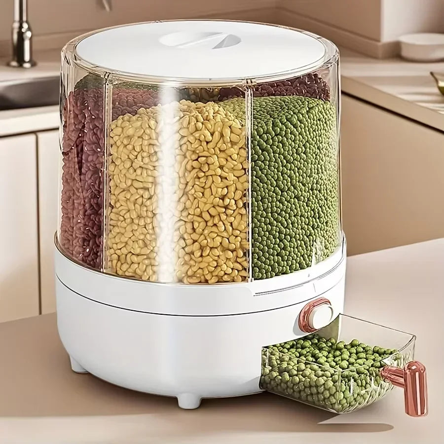 KitchenPro 360° Food Dispenser – 6-Compartment Airtight Storage